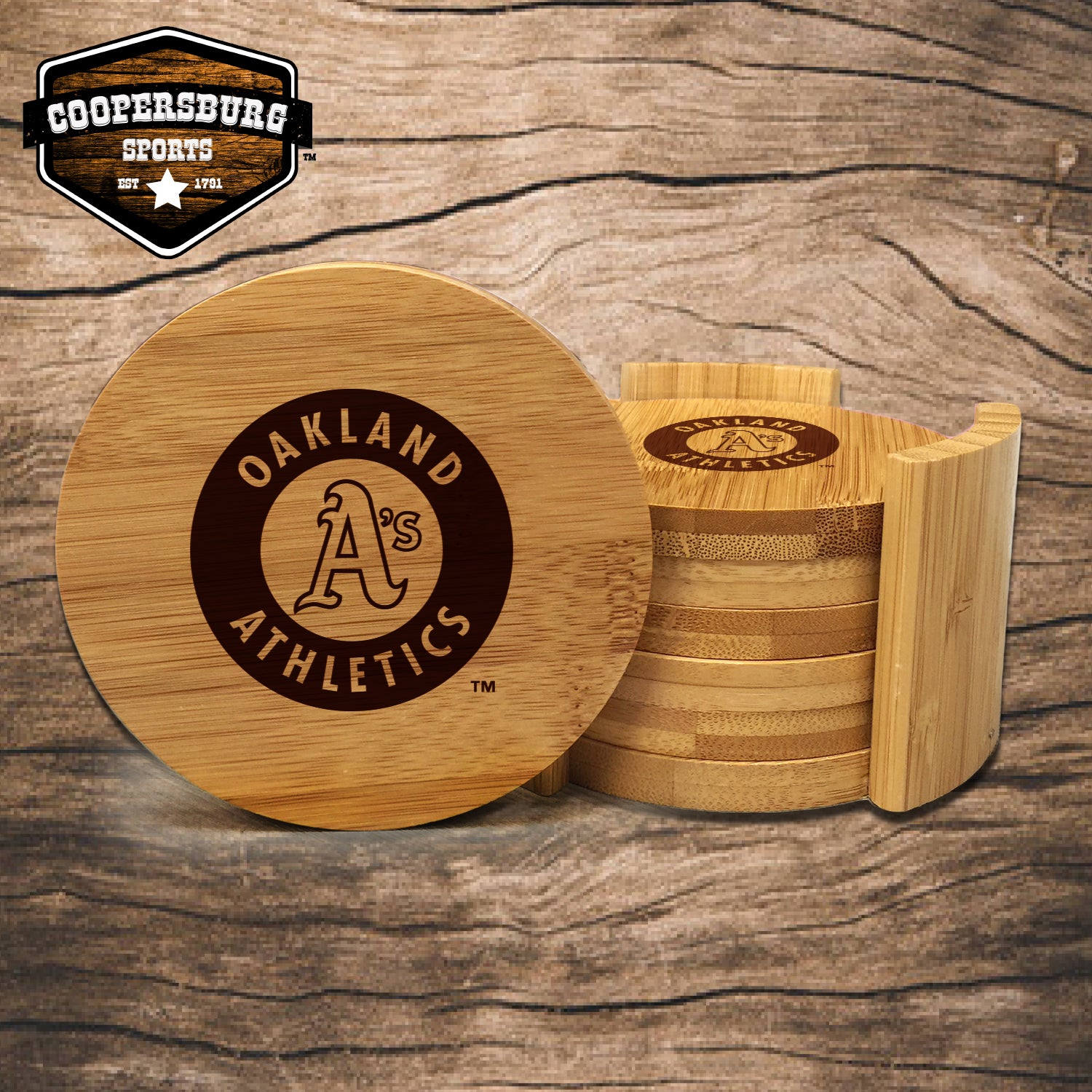 Oakland Athletics Bamboo Coasters