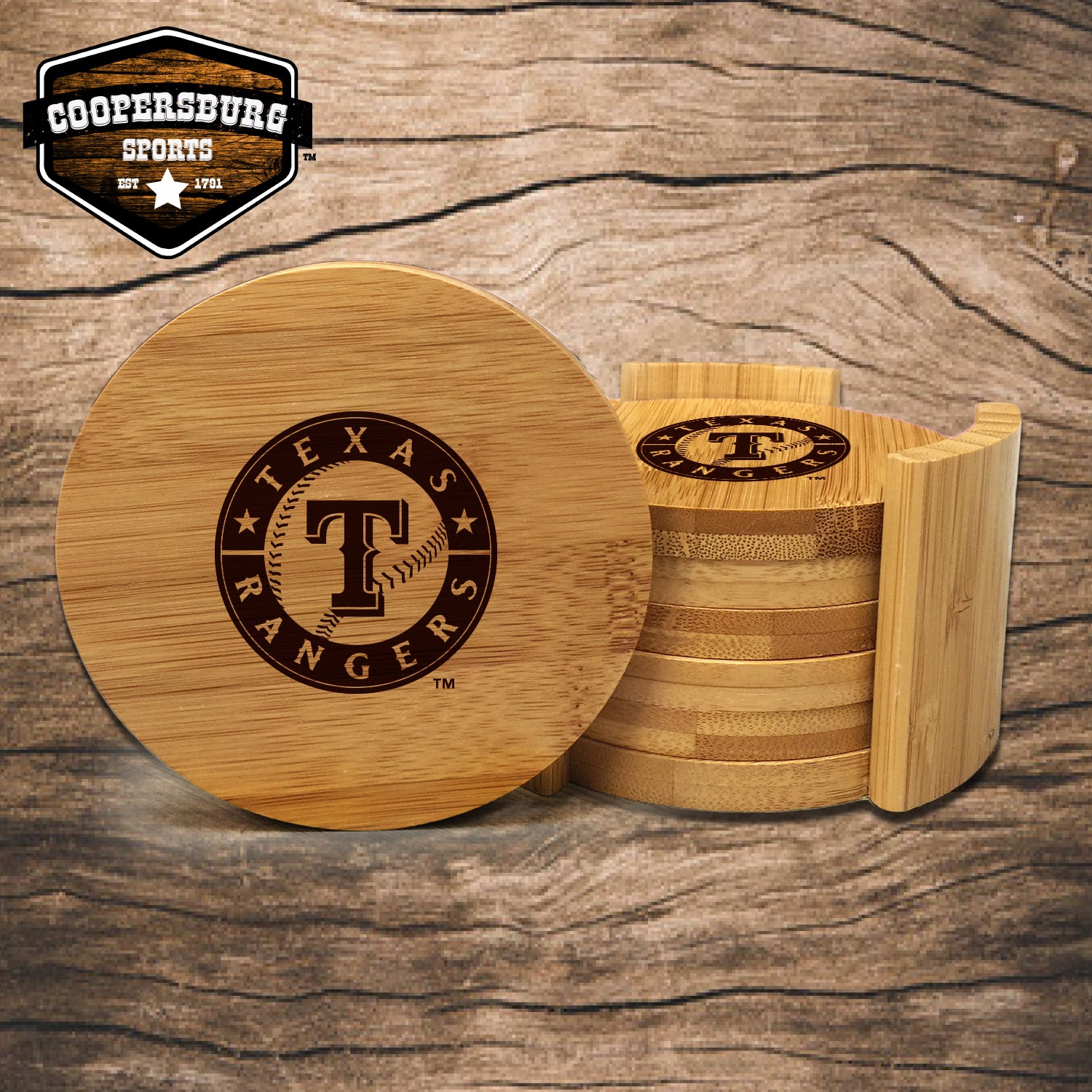 Texas Rangers Bamboo Coasters