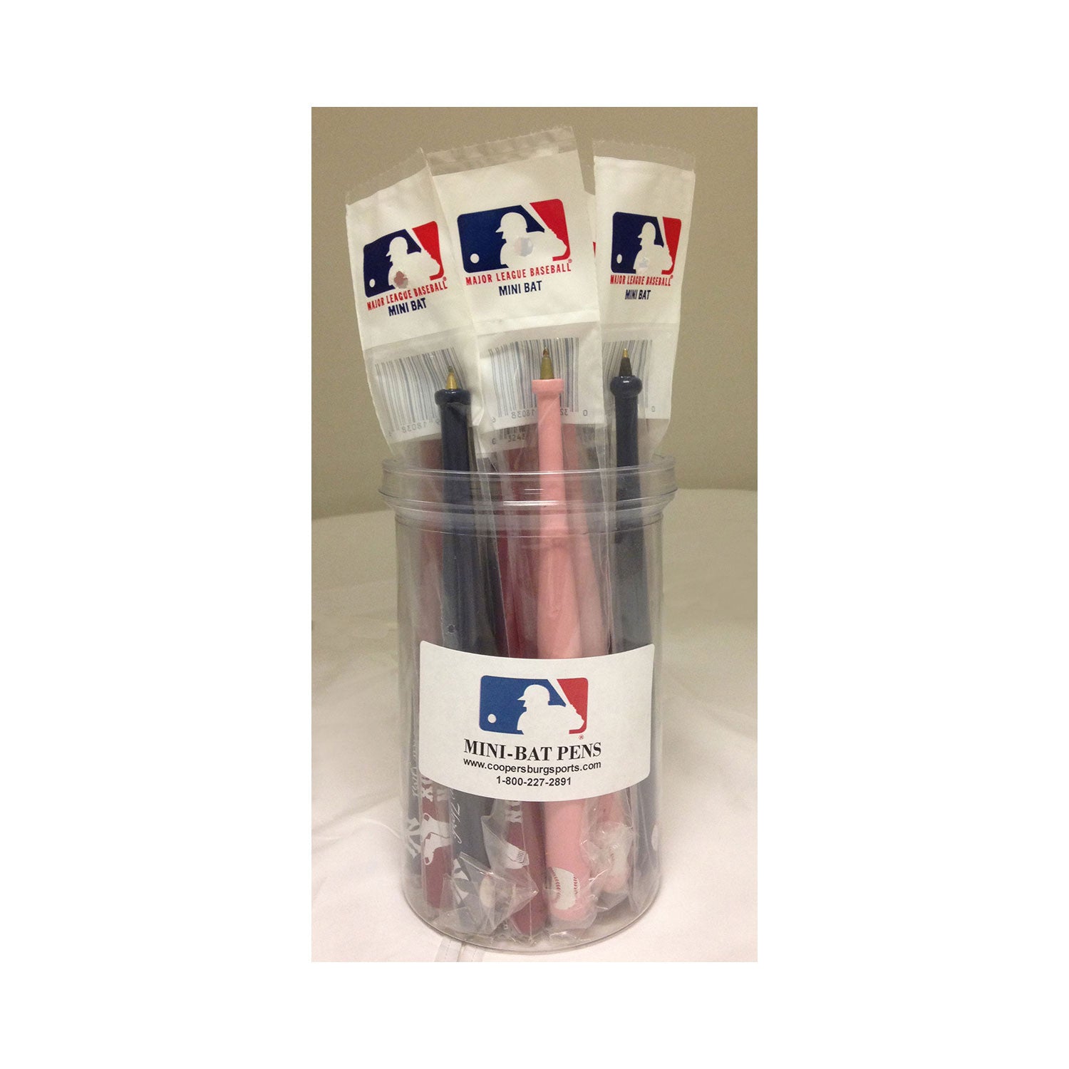 Bat Pen Display Cylinder With Packaged Pens